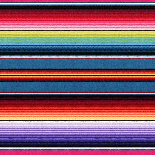 Cotton Fabric Mexican Sombrero Stripe #263 Blue - Half Yard
