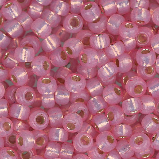 8/0 Miyuki Seed Beads #0555 Silver Lined Pale Pink Alabaster 22g