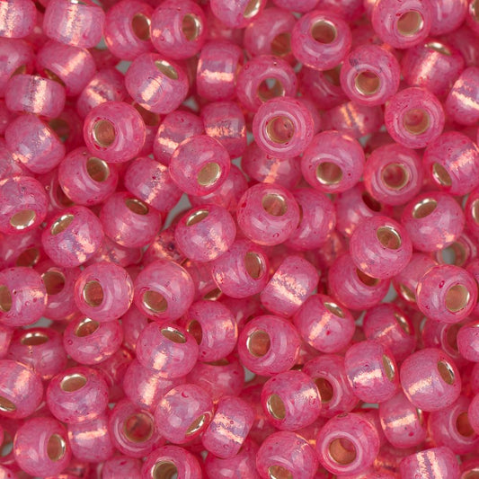 8/0 Miyuki Seed Beads #0556 Silver Lined Dark Pink Alabaster 22g