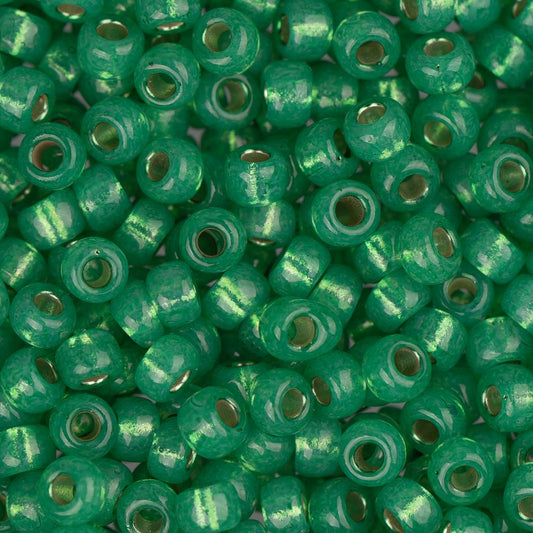 8/0 Miyuki Seed Beads #0646 Silver Lined Green Alabaster 22g