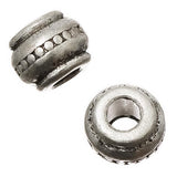 Metal Barrel Beads 9mm Antique Silver 10/pk