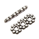 Barre d'espacement en argent antique 3 trous en métal 50/pk