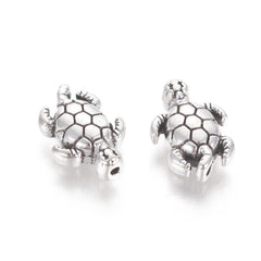 Turtle 9x13mm, Antique Silver Metal Beads 10/pk