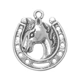 Horse & Horseshoe Metal Pendant 21x19mm 5/pk