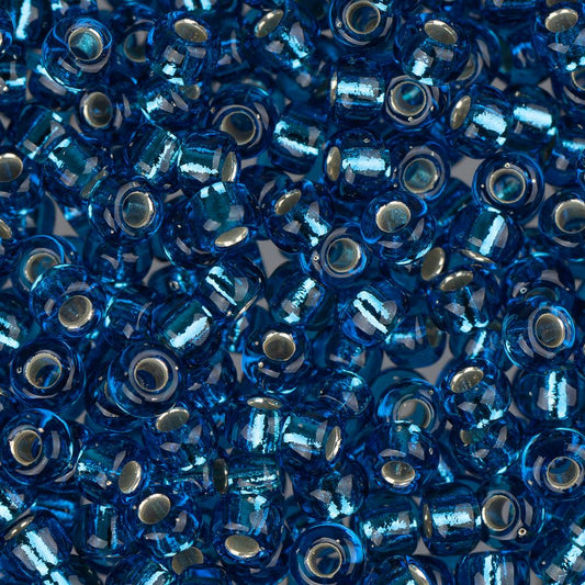 8/0 Miyuki Seed Beads #0025 Silver Lined Capri Blue 22g