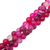 8mm Agate Rayé Fuchsia (Naturel/Teint) Perles 15-16" Brin