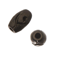 8x6mm Black Carved Oval Bone Beads 10/pk