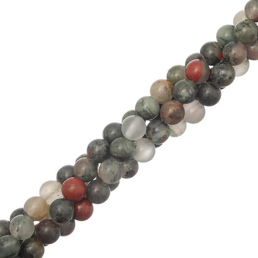 African Bloodstone Beads 6mm Round (Natural) 15-16" Strand