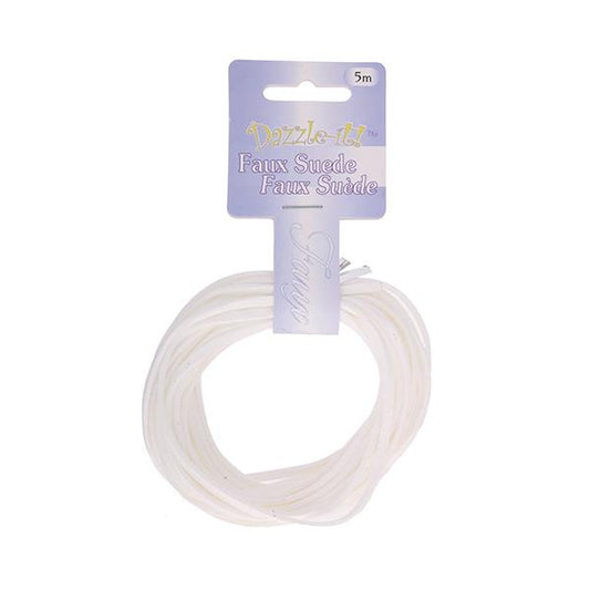 Faux Suede 3mm Lace 5m White