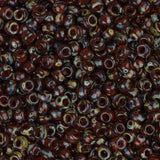 11/0 Miyuki Seed Beads #4503 Transparent Flame Red Picasso 22g