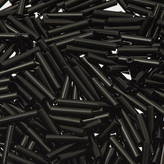 #5 Czech Bugle Beads Opaque Black 25g Bag