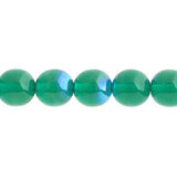 Czech Round Druk Beads 3mm Transparent Emerald AB 62/strand