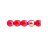 Czech Round Druk Beads 6mm Transparent Light Siam AB 31/strand