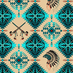 #531 Peace Pipes Turquoise 100% Cotton - Price Per Half Yard
