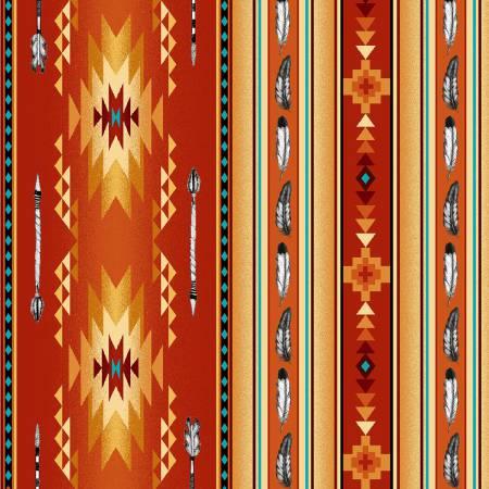 Cotton Fabric Arrows & Feathers #530 Terracotta - Half Yard