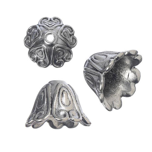 2* 29x19mm Antique Silver Ornate Tall Bead Caps – The Bead Obsession