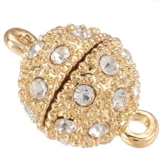 Magnetic Rhinestone Clasp 12mm Round Gold 1/pk