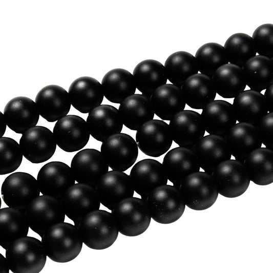 Black Agate Frosted Beads 10mm Round Grade A (Natural/Dyed) 15-16" Strand