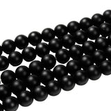 Black Agate Frosted Beads 8mm Round Grade A (Natural/Dyed) 15-16" Strand