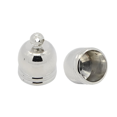 End Caps Rounded Barrel 10x7mm Nickel 10/pk