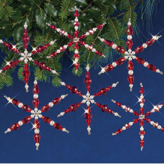 Solid Oak Nostalgic Christmas kit featuring Beaded ruby snowflakes ornaments