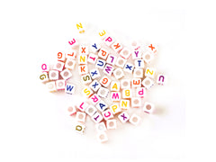 Cube 6mm Assorted Colour Alphabet Beads 68/pk