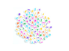 Flat Round Assorted Colour Alphabet Beads 90/Pk