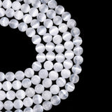 Selenite Beads 8mm Round Grade AAA (Natural) 15-16" Strand
