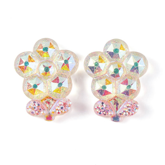 Resin Cabochon Flower Pearl Pink 4/pk