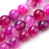 10mm Agate Rayé Fuchsia (Naturel/Teint) Perles 15-16" Brin