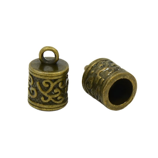 End Caps Barrel Scroll 13x9mm Antique Brass 10/pk
