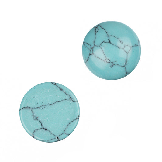 Gemstone Cabs, Round 12mm Turquoise (Synthetic/Dyed) 2/pk
