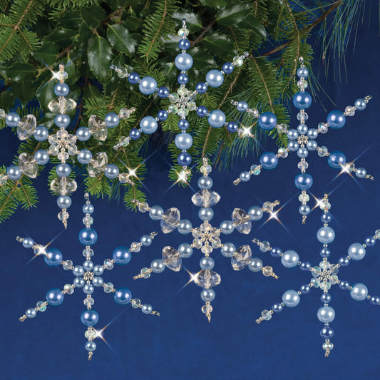 Solid Oak Nostalgic Christmas kit featuring Beaded blue snowflakes ornaments