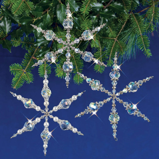 Solid Oak Nostalgic Christmas kit featuring Beaded vintage snowflakes ornaments