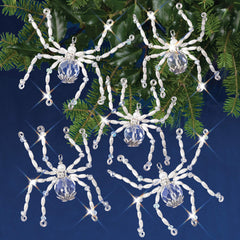 Ornament Kit - Silvery Christmas Spiders - Makes 5