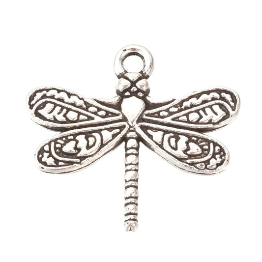Dragonfly Metal Pendant 19x21mm Antique Silver 5/pk