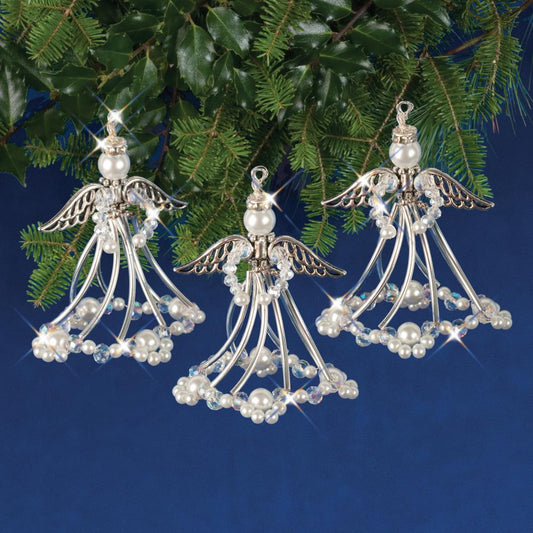 Solid Oak Nostalgic Christmas kit featuring Beaded silvery angels ornaments