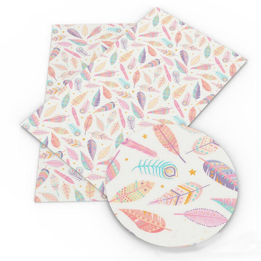 Faux Leather Feathers White/Multi Mix 8x12in
