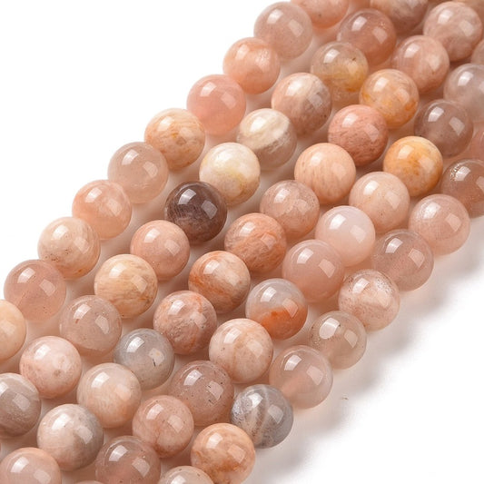 Moonstone & Sunstone Beads 6mm Round (Natural) 15-16" Strand
