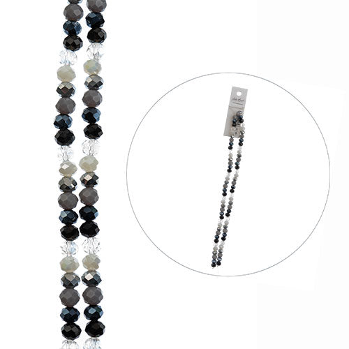 Crystal Lane Rondelle 4x6mm Op Grey Mix 78/pk