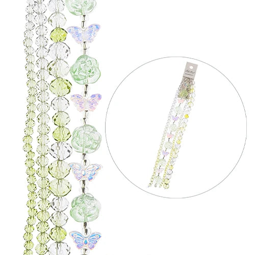 Crystal Lane Ombre Green Roses, Butterflies & Rounds 7in
