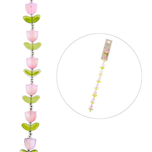 Crystal Lane Tulips 14x16mm Pink 7in