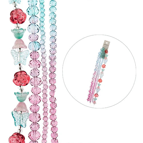 Crystal Lane Roses, Butterflies & Bell Flowers Ombre Teal Pink 7in