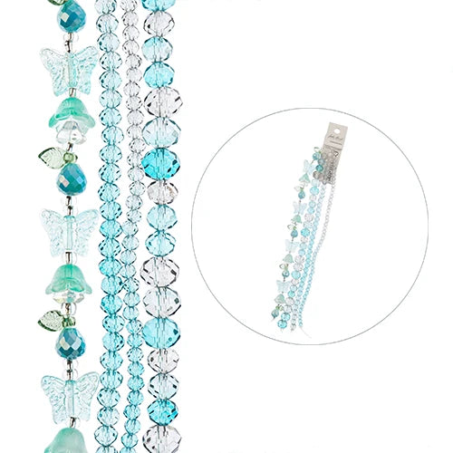 Crystal Lane Tulips, Butterflies & Pears Aqua Mix 7in