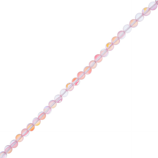 Crystal Lane Glow in the Dark 6mm Round Beads Pink AB 7" Strand