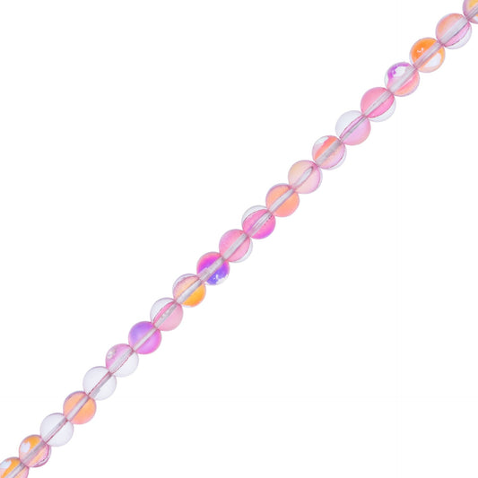 Crystal Lane Glow in the Dark 8mm Round Beads Pink AB 7" Strand