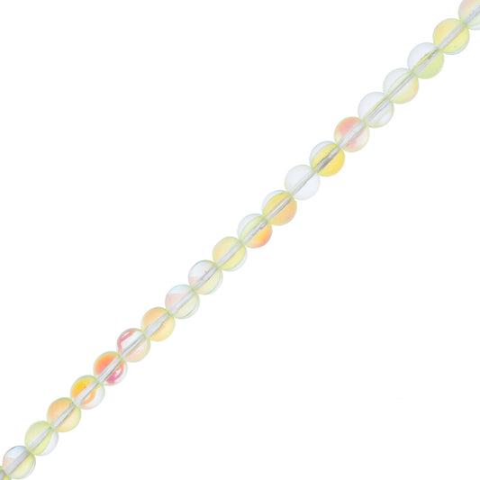 Crystal Lane Glow in the Dark 8mm Round Beads Yellow AB 7" Strand