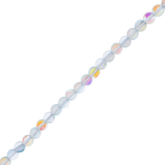 Crystal Lane Glow in the Dark 8mm Round Beads Light Blue AB 7" Strand