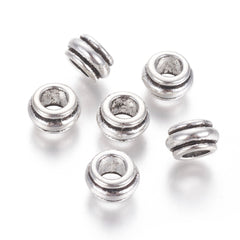 Metal Barrel Beads 12mm Antique Silver 10/pk