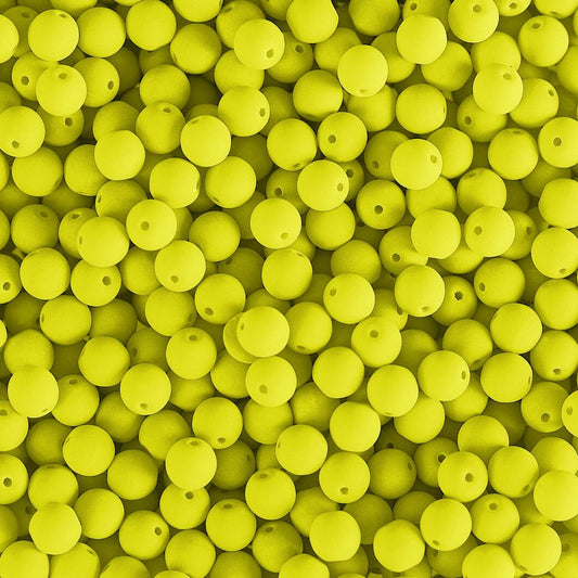 Czech Glass Beads 4mm Round Velvet Neon Yellow 46/Strand